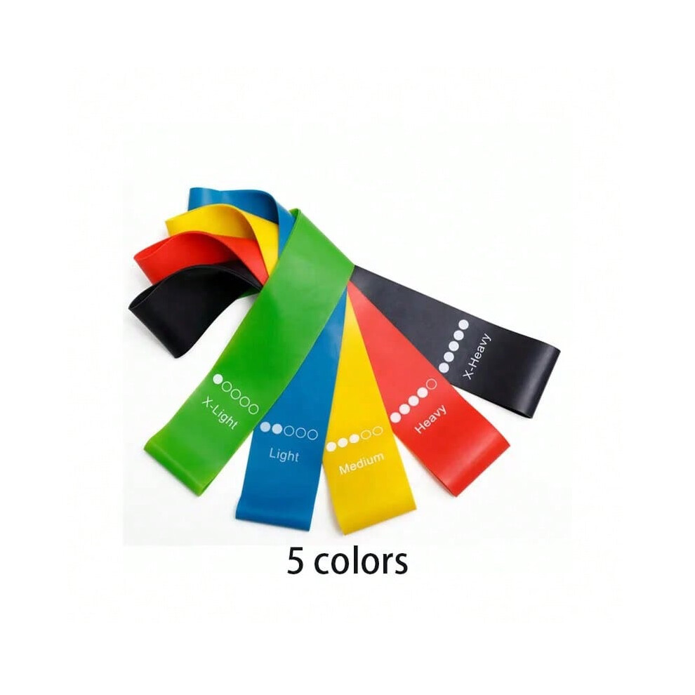 Vehhe (5Pcs Colors) 5Pcs/Set Yoga Resistance Rubber Bands Bodybuilding Elastic Bands Pilates Exercise Workout Bands Expander Belt Fitness Equipment