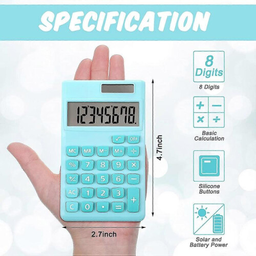 2 Pieces Basic Standard Calculators Mini Digital Desktop Calculator with 8-Digit LCD Display 1