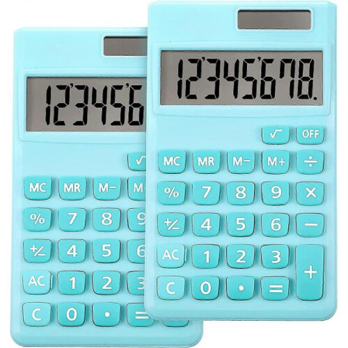 2 Pieces Basic Standard Calculators Mini Digital Desktop Calculator with 8-Digit LCD Display