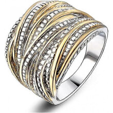 2 Tone Intertwined Crossover Statement Ring Fashion Chunky Band Rings for unisex Plated Wide Index Finger Rings Costume Jewelry