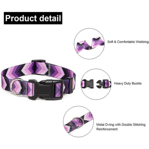 Adjustable Nylon Dog Collar with Patterns, Soft Comfy Pet Collar for Small Medium Large Dogs (S, Arrow) 2