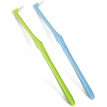 2 Pieces Tuft Toothbrush Tufted Brush, Slim Interspace Teeth Brushes Trim Tooth Toothbrush for Detail Cleaning (Green, Blue)