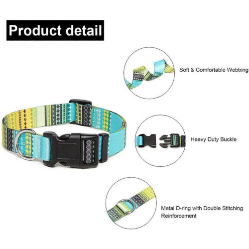 Adjustable Nylon Dog Collar with Patterns, Soft Comfy Pet Collar for Small Medium Large Dogs (S, Arrow) 2
