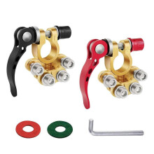 2-Piece Battery Terminal Connector, 4 Way Quick Release Positive and Negative Car Battery Terminals, (Gold)