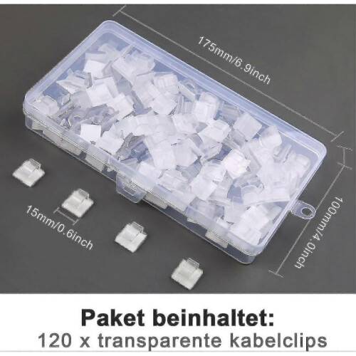 120pcs Cable Clips, Adhesive Cable Ties Self Adhesive Cable Clip Storage 1