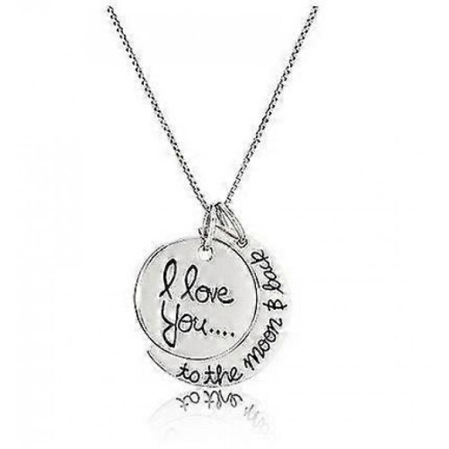 2pcs Pendant Moon Shaped Lock Key Diamond Pendant Necklace