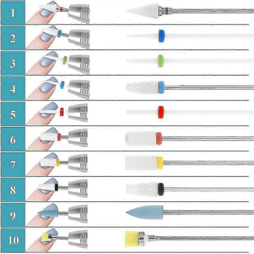 10pcs Nail Drill Bits Set Professional 3/32 Inch Electric Manicure Drill Bits Cuticle Remover Bits Kit with Case 2