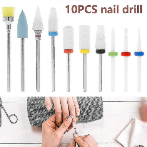 10pcs Nail Drill Bits Set Professional 3/32 Inch Electric Manicure Drill Bits Cuticle Remover Bits Kit with Case 1