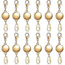12 Pieces Locking Magnetic Jewelry Clasp Round Necklace Clasp Closures Bracelet Extender for Jewelry Making (gold)