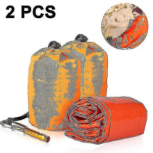 2pcs Emergency Sleeping Bag with Paracord, Ultralight Waterproof Thermal Survival Emergency Blanket for Camping
