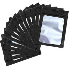 100 Pieces Foil Ziplock Bags (black, 10x15cm) Resealable Mylar Food Storage Bags