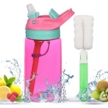 Straw Cup, 480ml/Kids Beverage Bottle with Straw, Toddler Water Bottle, Leak Proof, BPA Free, Watermelon Red
