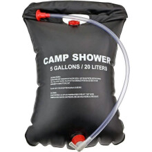 Portable Solar Shower Bag with On/Off Switch - 20 Liter, Camping, Hiking and Mountaineering Travel (Black)