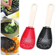 Multifunctional Cooking Spoon,Plastic Spoons,Kitchen Tools,Cooking Utensil,Slotted Spoon for Kitchen Cooking Mashing Grating Garlic, (Red+Black )