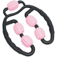 Fitness 5 Wheels Shaft Ring Leg Clamp Massager Muscle Relaxation Rolling Wheel Massage Calf Shaping Product for Yoga HomeBlack Handle Powder Ball
