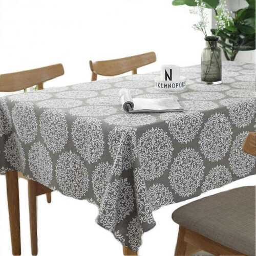 Gray Retro Tablecloth Rectangular Tablecloth Cotton Linen Tablecloth Suitable for Home Kitchen Decoration, Various Sizes (140 X 200cm)