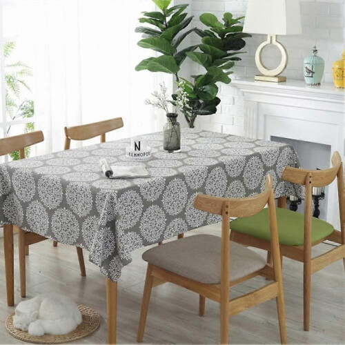Gray Retro Tablecloth Rectangular Tablecloth Cotton Linen Tablecloth Suitable for Home Kitchen Decoration, Various Sizes (140 X 200cm) 2
