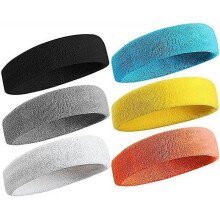 6 Pieces Sports Headband for Men and Women,Elastic Non-Slip Sweat Absorbent Hair Band for Sports