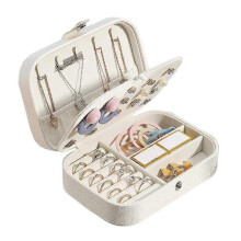 Jewelry Box, Small Jewelry Box  Travel Jewelry Organizer, for Rings, Earrings, Necklaces, Bracelets, Includes Silver Polishing Cloth(White)