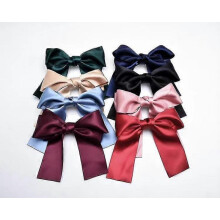 8 Pcs Big Satin Ribbon French Barrette Soft Silky Hair Bow Hair Clips