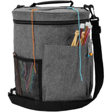 Yarn Organizer Bag Knitting Tote Organizer, Portable Crochet Yarn Ball Holder,Crochet Hook Bag with Zipper and Pockets (Accessories Not Included)