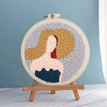 Punch Needle Embroidery Starter Kits Rug Punch Needle Tool Threader Fabric Embroidery Hoop Yarn Punch Needle for Beginner