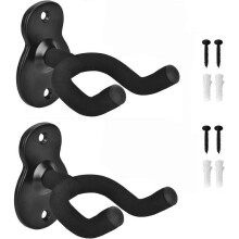 2 Pack Guitar Holder Wall Mount Guitar Hanger, Guitar Wall Mount Display Bracket Hooks for Electric Guitar, Classical Acoustic Guitar, Bass Black