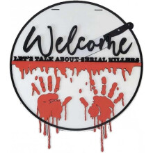 Halloween Door Hanger - Front Door Horror Signs - Bloody Welcome Wooden Signs Decor for Front Door, Fireplace, Home, Farmhouse, Wall, Window