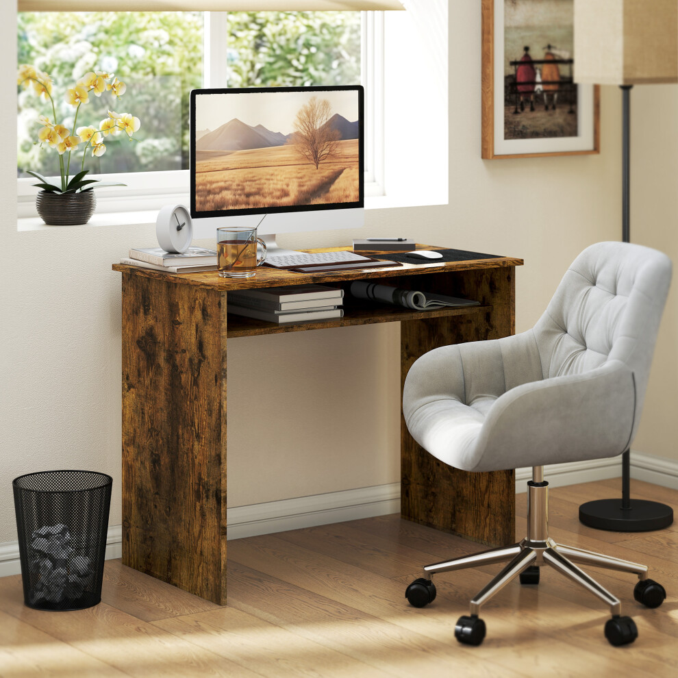 Homcom (Brown) Computer Desk Writing Table Study Workstation Storage Brown