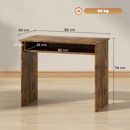 Homcom (Brown) HOMCOM Computer Desk Writing Table Study Workstation Storage 2