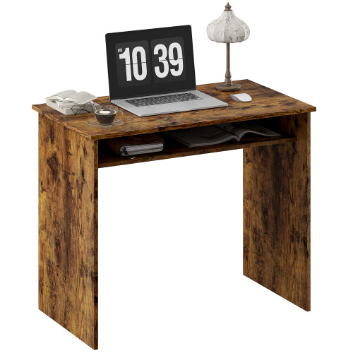 Homcom (Brown) HOMCOM Computer Desk Writing Table Study Workstation Storage 1