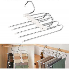 2 Pieces Pants Hangers Space Saving Hanger,stainless Steel Multifunction Foldable,white