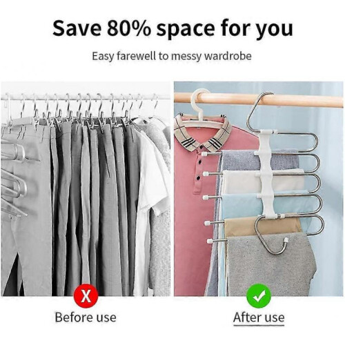 2 Pieces Pants Hangers Space Saving Hanger,stainless Steel Multifunction Foldable,white 2