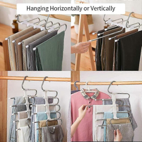 2 Pieces Pants Hangers Space Saving Hanger,stainless Steel Multifunction Foldable,white 1
