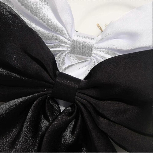 Solid Ribbon Long Silk Satin Tail Bow Hair Clips 2 Pieces 2