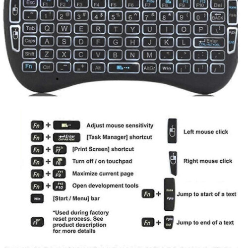 Backlit Mini Wireless Keyboard, Handheld Remote with Touchpad Mouse 2
