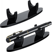 2 Pieces Acrylic Pen Holder Display Stand, Makeup Brush Rack Organizer, Desk Pencil Wand Holder Showcase, Paintbrush Drying Rack for Home (Black)