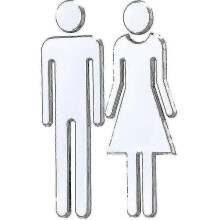 1 Pair Of Toilet Wc Stickers Removable 3d Mirror Vinyl Art Wall Stickers Men's Women's Wall (silver)