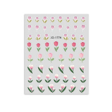 Flowers Nail Art Stickers Decals,nail Spring Tulip Blossoms Flower Leaves 3d Self-adhesive Design Manicure Tips