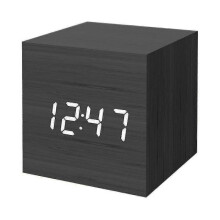Digital Alarm Clock, Wood Led Light Mini Modern Cube Desk Alarm Clock Displays Time Date Temperature for Kids, Bedrooms, Home, Dormitory, Travel