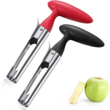 2 Pieces Apple Corer, 304 Stainless Steel Apple Corer, with Sharp Serrated Blade and Ergonomic Handle, for Fruits and Vegetables, Red and Black