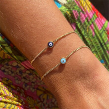 Einfache Mode Persönlichkeit Trend Augapfel kleine Accessoires Metall dünne Kette Armband Schmuck-MIWI-Komplettset