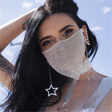 Legierung Hohldiamant funkelnder Diamant eingelegter Diamant Strass Maske Schmuck-MIWI-Silber-Einheitsgröße