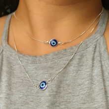 Modische und einfache Persönlichkeit Augapfel-förmige Accessoires Anhänger Metall dünne Kette Halskette Halsschmuck-MIWI-kurz