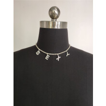 Strasssteine, funkelnde Diamanten, Monogramm-Anhänger, einreihige Diamantkette – MIWI-NASTY