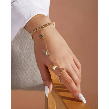 Metall Kleiner Schmetterling Anhänger Fingerarmband Schmuck-MIWI-Gold