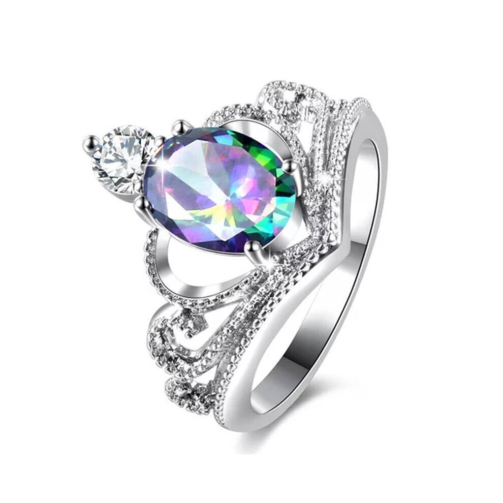 (7) Bagues Couronne Personnalisé Mariage Pierre de Naissance Noms Promesse Bijoux Bague Cadeau