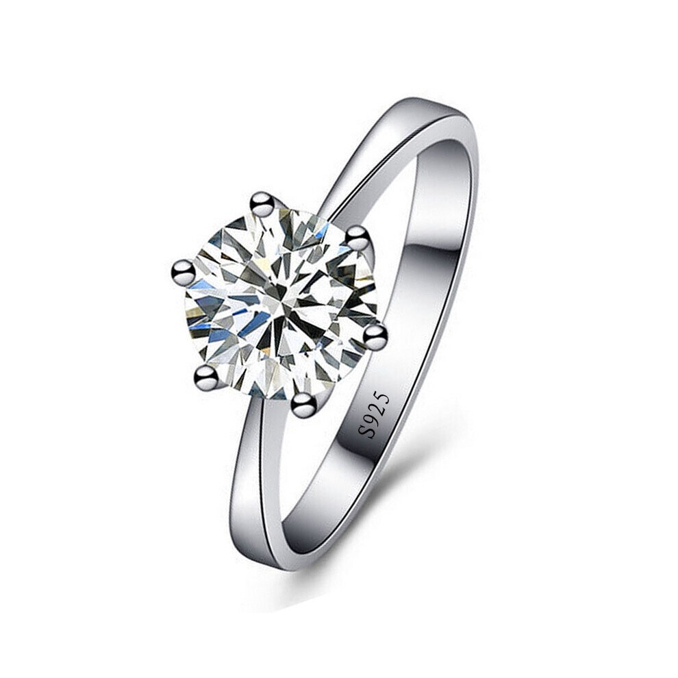 (10) Damesmode ring solitaire met bloesem Sixclaw trouwring verlovingsring