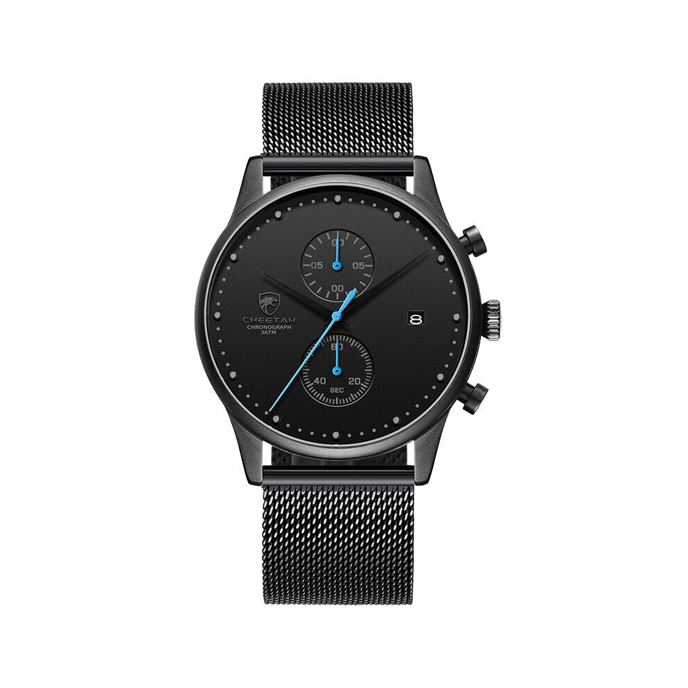 Montre de sport étanche à quartz pour homme (noir et bleu)