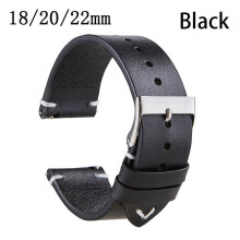 (schwarz, 22 mm) Schnellverschluss-Uhrenarmband aus Rindsleder, Uhrenarmband aus Ölwachsleder, 18 mm,